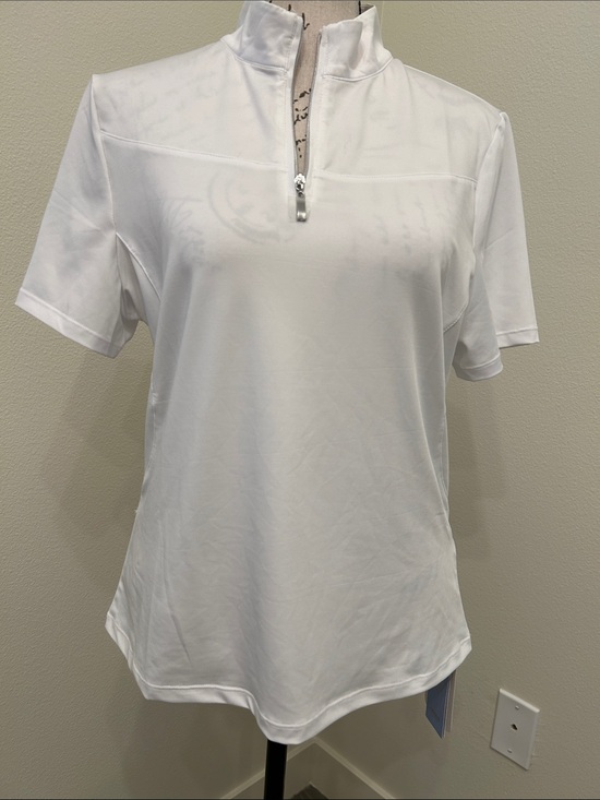 CEGOLFS Tops - Cegolfs White Short-Sleeve Zip-Front Performance Top